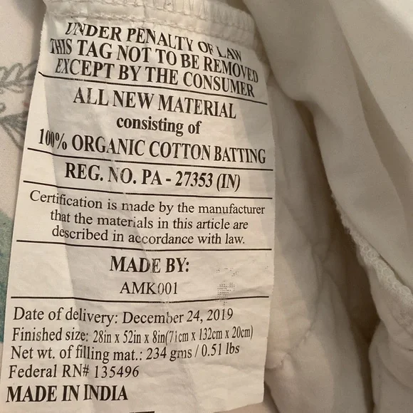 Coyuchi organic white quilted crib mattress pad organic cotton GOTS certified - Picture 6 of 12